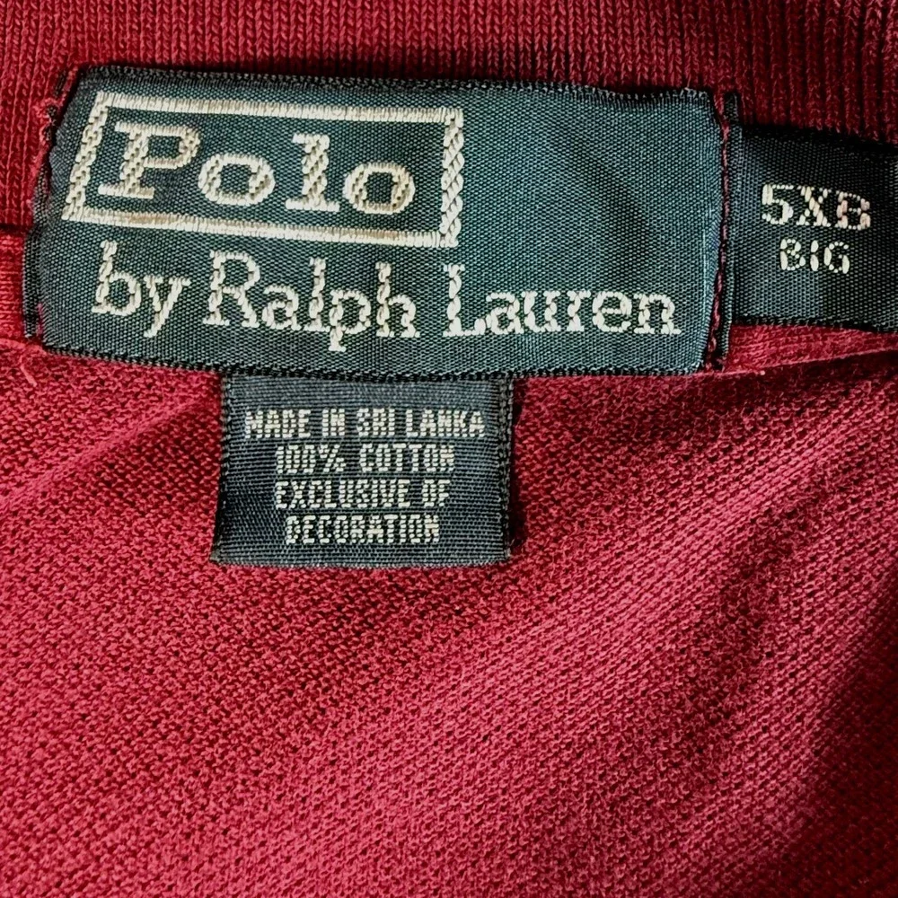 Polo Ralph Lauren Polo Shirt Mens 5XB Big Cotton Knit Maroon Casual Workwear VTG